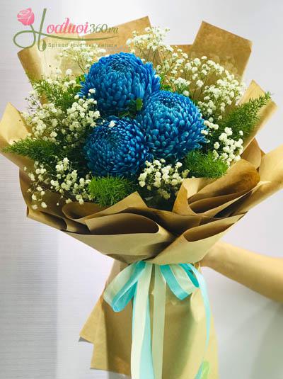 Bó hoa cúc mẫu đơn - Blue love