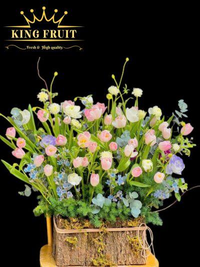 Lẵng hoa Tulip - Đa sắc hương