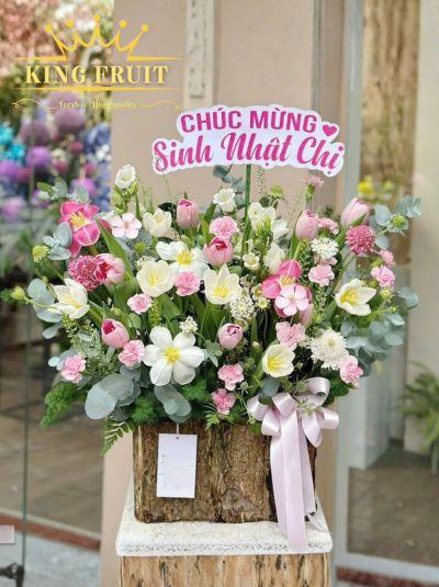 Lẵng hoa Tulip mix màu - Rực rỡ