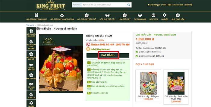 hướng dẫn đặt hàng giỏ trái cây trên kingfruit