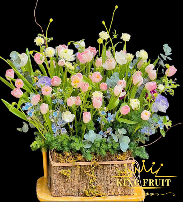 Lẵng hoa Tulip - Đa sắc hương