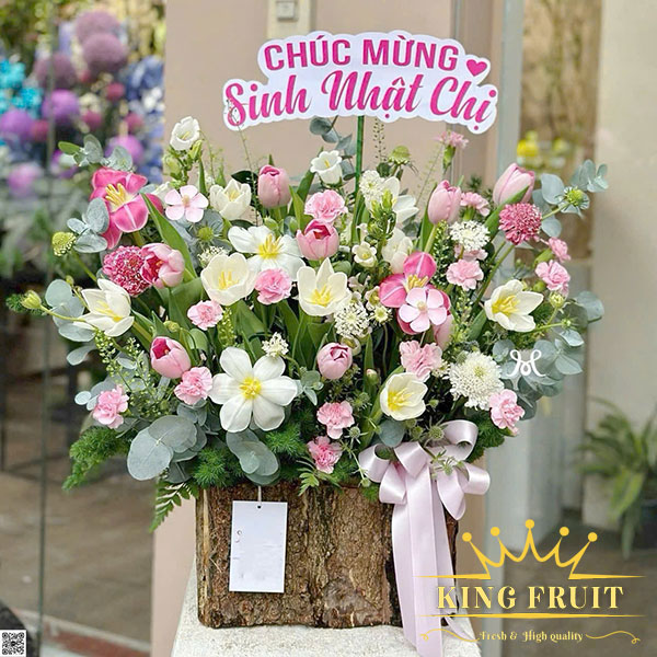 Lẵng hoa Tulip mix màu - Rực rỡ
