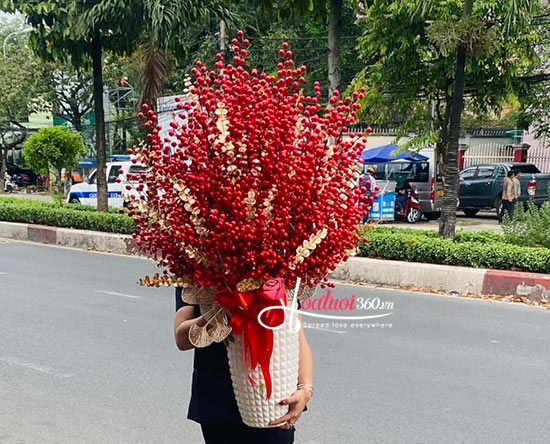 Bình hoa đào đông - Phát tài vui xuân