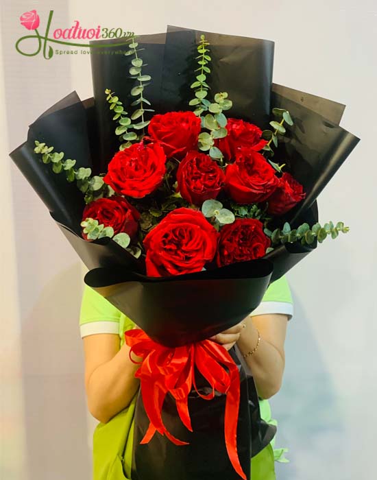 Bó hồng Ohara đỏ - Niềm vui Valentine